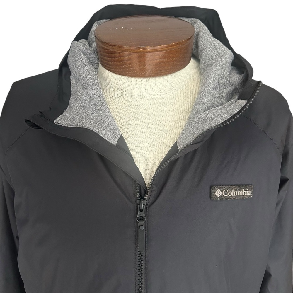 Columbia Black Fleece Lined Hooded Jacket XXL Men’s Water Resistant Zip Up - Picture 7 of 13